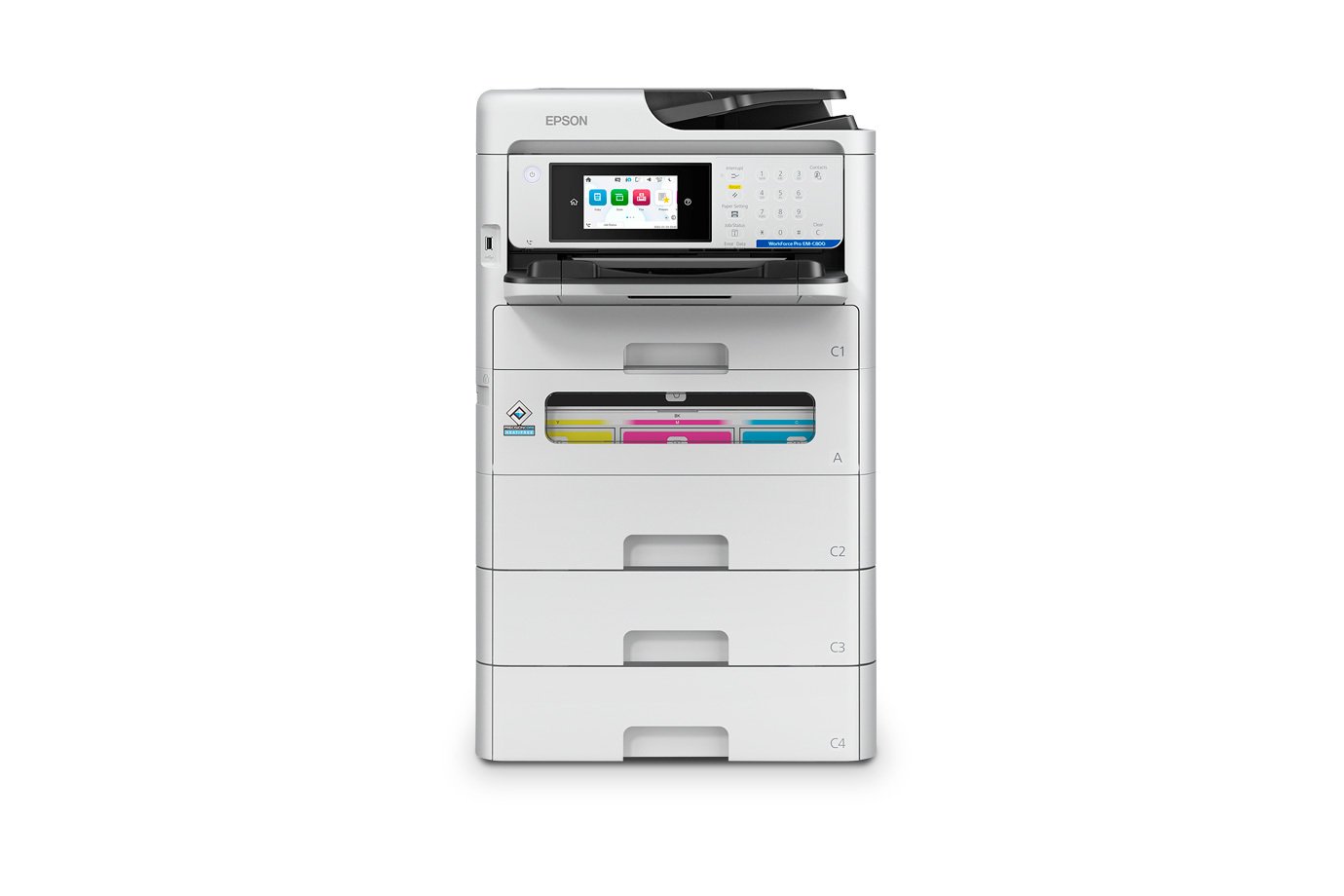 Epson WorkForce Pro EM-C800 configured with three optional paper trays