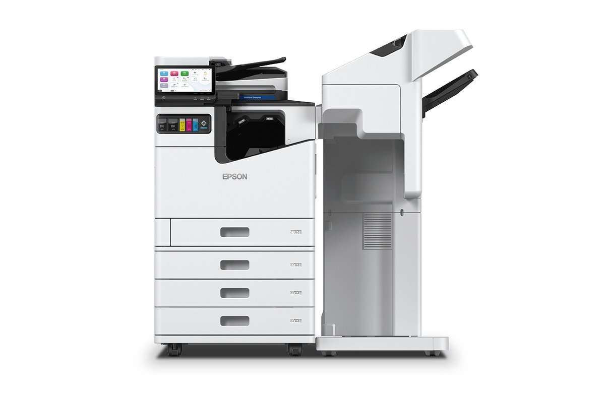 Epson WorkForce Enterprise AM-C10000 color multifunction printer with finishing configuration